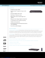 Sony DVP-SR200P/T Specification Sheet