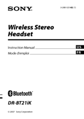Sony TMR-BT8iP - Bluetooth Wireless Transmitter Instruction Manual