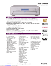 Sony AVD-C700ES - 5 Dvd Changer/receiver Specifications