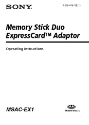 Sony MSACEX1 - Adaptateur Memory Stick Duo Express Card Operating Instructions Manual