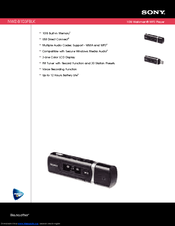 Sony Walkman NWZ-B103FBLK Specifications