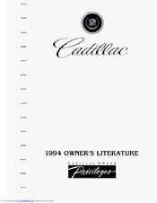 Cadillac 1994 Seville Luxury Sedan Owners Literature