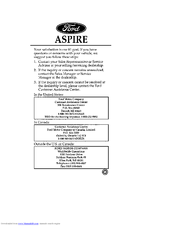 Ford 1997 Aspire Manual