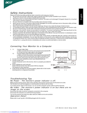 Acer G205HL Quick Setup Manual