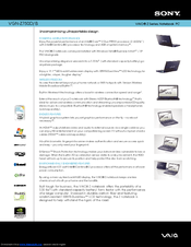 Sony VGN-Z750D - VAIO - Core 2 Duo 2.66 GHz Specifications