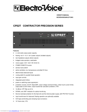 Electro-Voice Contractor Precision CPS2T Owner's Manual