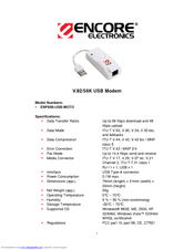 Encore ENF656-USB-MOTO Specifications