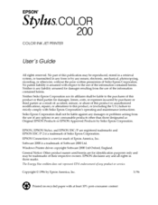 Epson Stylus Color 200 User Manual
