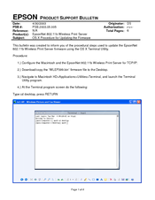 Epson Stylus C80WN - Ink Jet Printer Product Support Bulletin