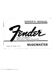 Fender MUSICMASTER - MANUEL 2 Owner's Manual