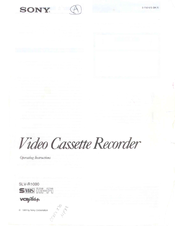 Sony SLV-R1000 - Video Cassette Recorder Operating Instructions Manual