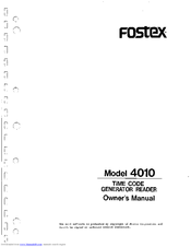 Fostex 4010 Owner's Manual