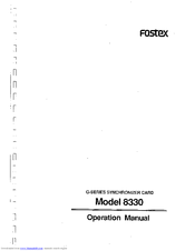 Fostex 8330 Operation Manual