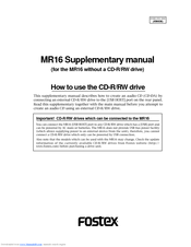 Fostex MR-16HD Supplementary Manual