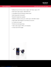Sony Walkman NWZ-A828KBLK Specifications