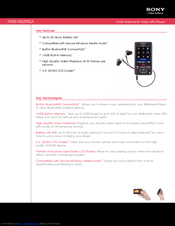 Sony Walkman NWZ-A829BLK Specifications