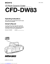 Sony CFD-DW83 - Cd Stereo Am/fm Cassette Recorder Operating Instructions Manual