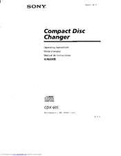 Sony CDX-605 - Compact Disc Changer Operating Instructions Manual