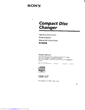 Sony CDX-727 - Compact Disc Changer System Operating Instructions Manual
