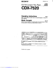 Sony CDX-7520 - Compact Disc Changer Operating Instructions Manual