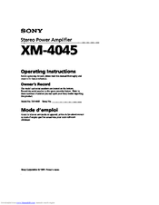 Sony XM-4045 Primary Operating Instructions Manual