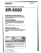 Sony XR-5550 - Am/fm Cassette Reciever User Manual