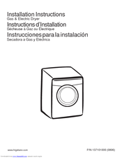 Frigidaire AGQ8000FG - Affinity 5.8 cu. Ft. Dryer Installation Instructions Manual