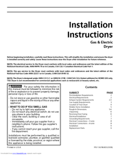 Frigidaire GLGR341AS4 Installation Instructions Manual