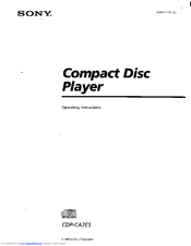 Sony CDP-CA7ES - 5 Disc Cd Changer Operating Instructions Manual