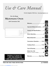 Frigidaire MWV150KW - 1.5 Cu Ft Microwave Use And Care Manual
