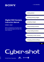 Sony DSC-G3 - Cybershot 10MP Digital Camera Instruction Manual