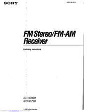 Sony STR-D990 - Fm Stereo / Fm-am Receiver Operating Instructions Manual