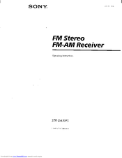 Sony STR-DA30ES - Fm Stereo/fm-am Receiver Operating Instructions Manual