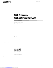 Sony STR-DE925 - Fm Stereo/fm-am Receiver Operating Instructions Manual