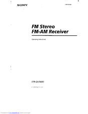 Sony STR-GX700ES - Fm Stereo Fm-am Receiver Operating Instructions Manual
