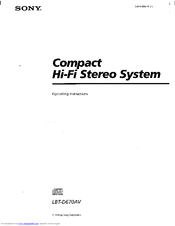 Sony LBT-D670AV - Compact Hifi Stereo System Operating Instructions Manual