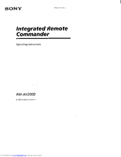 Sony RM-AV2000 Operating Instructions  (primary manual) Operating Instructions Manual