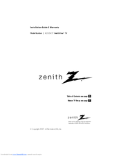LG Zenith H20J54DT Installation Manual & Warranty