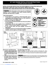 Frigidaire FGFL88ASB Installation Instructions Manual