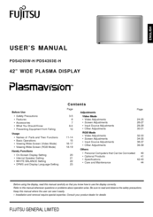 Fujitsu Plasmavision PDS4203 User Manual