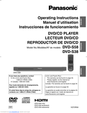 Panasonic DVDS58 - DVD/CD PLAYER - MULTI LANGUAGE Operating Instructions Manual