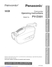 Panasonic PVD301D - VHS-C CAMCORDER Operating Manual