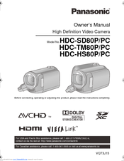 Panasonic HDC-SD80S Owner's Manual