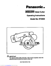 Panasonic EY3530PA1 - BATTERY PORTABLE WOOD CUT Operating Instructions Manual