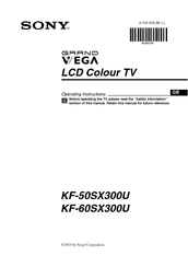 Sony GRAND WEGA KF-50SX300U Operating Instructions Manual