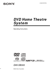 Sony DAV-SB300 Operating Instructions Manual