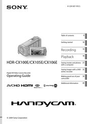 Sony Handycam HDR-CX100E Operating Manual