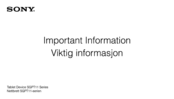 Sony SGPT113NO/S Important Information Manual
