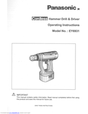 Panasonic EY6931 - 15.6V HAMMER DRILL Operating Manual