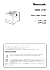 Panasonic Workio DP-CL22 Setup Manual